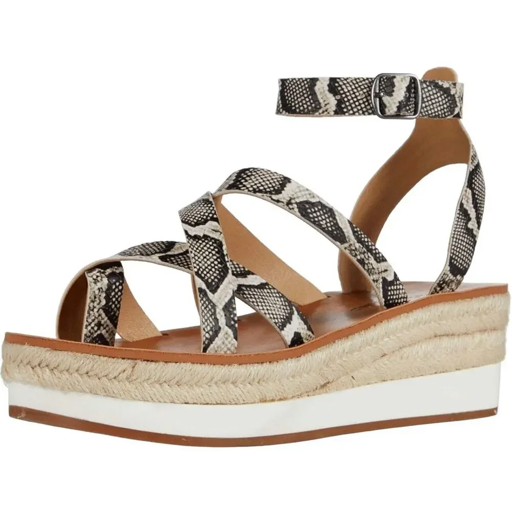 Lucky Brand Sandals Espadrille Wedge Platform Snakeskin - Picture 2 of 11